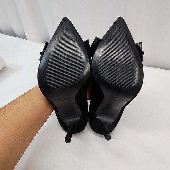 Steven by Steve Madden Size 8 Ravesh Black Suede Pumps W/Bow 4.25" Heel - Picture 9 of 9